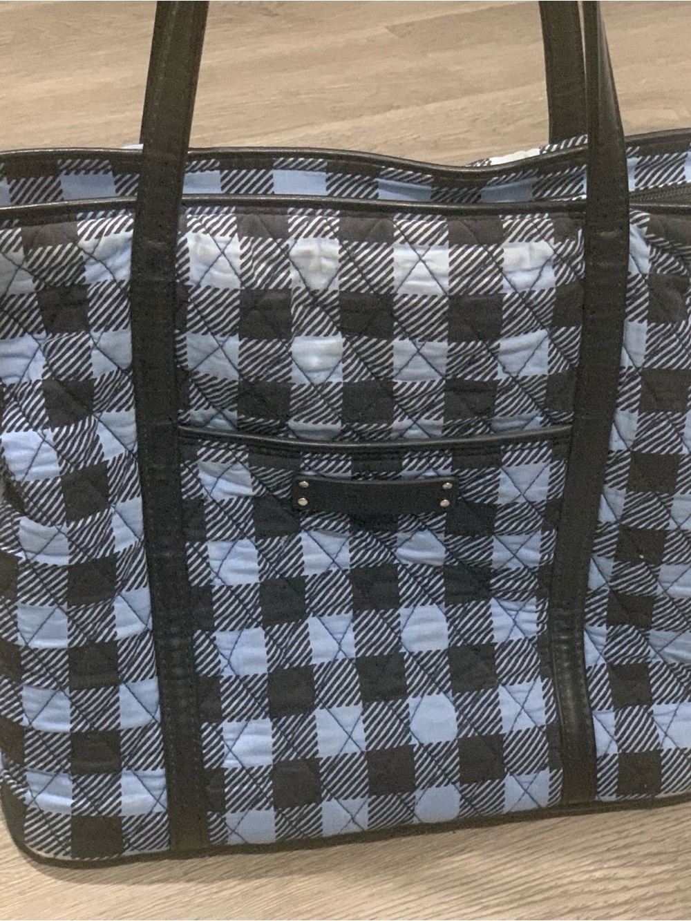 Vera Bradley | Blue and Black Quilted Zipper Check Tote